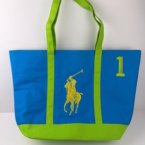Polo Ralph Lauren Big Pony Canvas 19” Tote Bag, Fragrance Promotional Blue Green